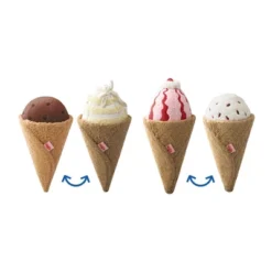 HABA Biofino Ice Cream Venezia - 2 Pretend Play Plush Cones With Reversible Scoops (4 Flavor Combos)