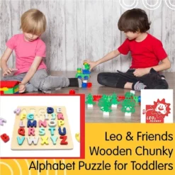 Leo & Friends Wooden Chunky Alphabet Puzzle For Toddlers