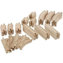 Wooden Train Track 52 Piece Set - 18 Feet Of Track Expansion And 5 Distinct Pieces - By Right Track Toys -Learning Toys Sales GUEST 73c9f596 b61a 4586 9763 52b647d9f258