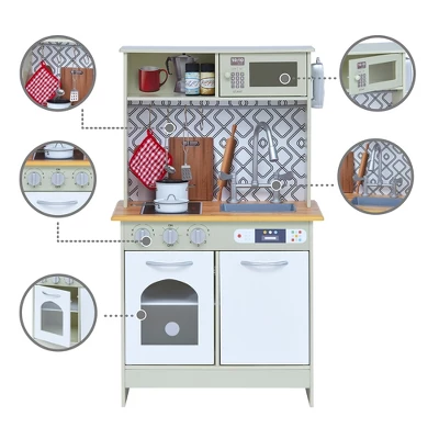 Teamson Kids Little Chef Boston Farmhouse Wooden Kitchen Playset, Green/White 6 Teamson Kids Little Chef Boston Farmhouse Wooden Kitchen Playset, Green/White - Image 4