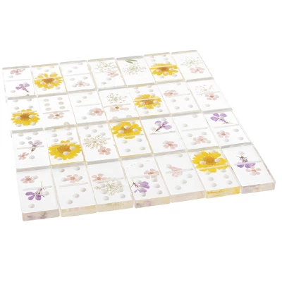 Acrylic Dominos Set - 28-Piece Domino Game With Display Box - Strategy Game, Tabletop Decoration And Modern Home Decor- Flower 11 Acrylic Dominos Set - 28-Piece Domino Game With Display Box - Strategy Game, Tabletop Decoration And Modern Home Decor- Flower - Image 9