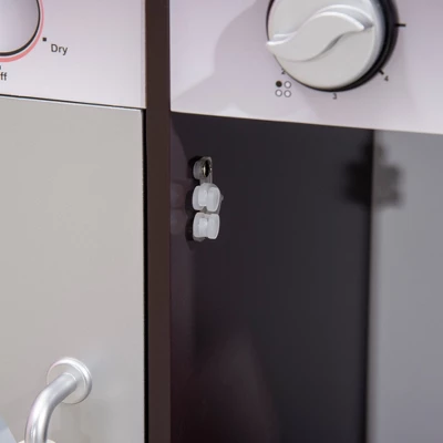 Qaba Wooden Play Kitchen With Lights Sounds, Kids Kitchen Playset With Washing Machine, Water Dispenser, Microwave, Range Hood, Refrigerator 7 Qaba Wooden Play Kitchen With Lights Sounds, Kids Kitchen Playset With Washing Machine, Water Dispenser, Microwave, Range Hood, Refrigerator - Image 5