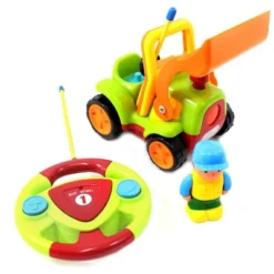 Link 4" Cartoon RC Construction Truck Remote Control Toy Plays Music And Honks - Green