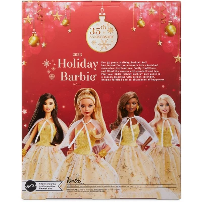 Barbie 13" Signature 2023 Holiday Collector Doll With Golden Gown And Light Brown Hair 4 Barbie 13" Signature 2023 Holiday Collector Doll With Golden Gown And Light Brown Hair - Image 2
