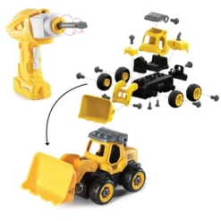 Top Race 3-in-1 Take Apart Truck With Electric Drill Remote Control Construction Toys - Yellow