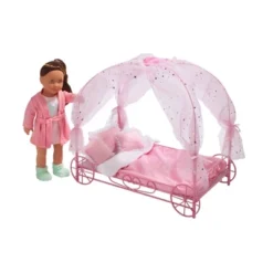 Badger Basket Royal Carriage Metal Doll Bed With Canopy Bedding And LED Lights - Pink/White/Stars -Learning Toys Sales GUEST 83844960 2fac 4cd8 81c6 83be4c15c252