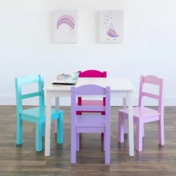 5pc Forever Kids' Wood Table And 4 Chair Set White - Humble Crew -Learning Toys Sales GUEST 85ae476e b95d 4364 a36f 3b1e4ce961ef