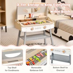 Costway Kids Barbecue Grill Playset, Wooden Kitchen Playset With Clip 4 BBQ Poles -Learning Toys Sales GUEST 88f3c284 1ceb 46a0 986d f70d921b8e78