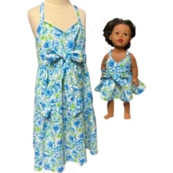 Doll Clothes Superstore Size 6 Matching Girl And Doll Blue Flower Sundress