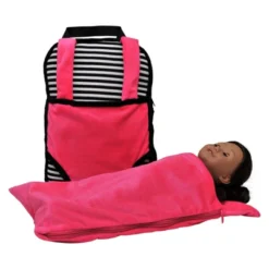 The Queen' Treasures 18 In Doll Carrier And Sleeping Bag, Black White Pink -Learning Toys Sales GUEST 8b7d8149 5af1 492e b5fe 28a602281ac9