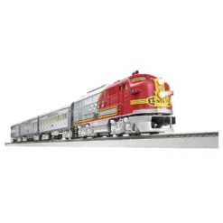 Lionel Ready To Run Santa Fe FT Diesel Locomotive Super Chief LionChief O Gauge Train Set With Bluetooth, Remote Control, And Realistic Sounds, Red