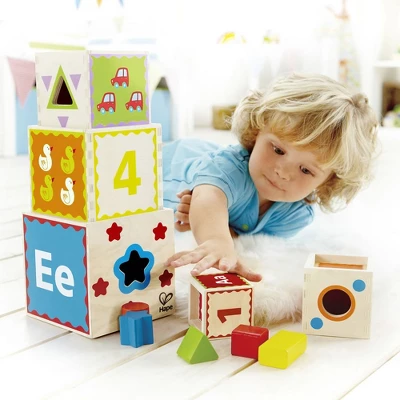 HAPE Pyramid Of Play Toddler Wooden Nesting Blocks 3 HAPE Pyramid Of Play Toddler Wooden Nesting Blocks