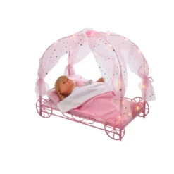 Badger Basket Royal Carriage Metal Doll Bed With Canopy Bedding And LED Lights - Pink/White/Stars -Learning Toys Sales GUEST 8f89e4bf 8c5b 4fff 900a dbdc21011eff