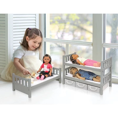 Badger Basket 1-2-3 Convertible Doll Bunk Bed With Baskets And Free Personalization Kit - Executive Gray 4 Badger Basket 1-2-3 Convertible Doll Bunk Bed With Baskets And Free Personalization Kit - Executive Gray - Image 2