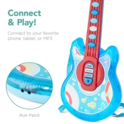 Best Choice Products 19in Kids Flash Guitar, Pretend Play Musical Instrument Toy For Toddlers W/ Mic, Stand - Blue -Learning Toys Sales GUEST 9a81aef8 3fba 4dcf a27c 00b59e5e7bfc