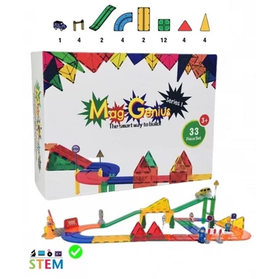 Mag Genius - 33 Pieces Magnetic Speedway Race Tracks With Self Driving Battery Powered Light Up Race Cars 5 Mag Genius - 33 Pieces Magnetic Speedway Race Tracks With Self Driving Battery Powered Light Up Race Cars - Image 3