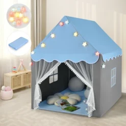 Costway Kids Playhouse Tent Large Castle Fairy Tent Gift W/Star Lights Mat -Learning Toys Sales GUEST a517adb9 0618 44b3 8a9b b665f6a12921