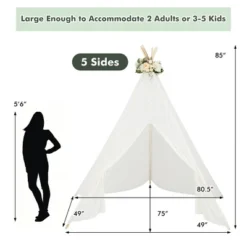 Costway 85'' Height 5 Sides Huge Lace Play Tent For Kids Adult Wedding W/ Light Strings -Learning Toys Sales GUEST a5569007 ef6c 4d00 a2ce 0a964e9b8eee