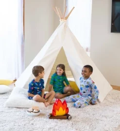 HearthSong 7Õ Cotton Canvas And Wooden Pole Indoor/Outdoor Family Tent With 7Õ Battery-Operated Tent Lights -Learning Toys Sales GUEST a9b719b6 4fd7 4b08 8f27 18f2c46eae0e