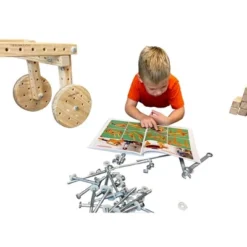 Woodmobiel By Funphix Standard Kit |Modular Construction Toy With 26 Wood Pieces, 4 Wheels, Real Nuts & Bolts -Learning Toys Sales GUEST aa34e2b6 c924 4d55 9945 7b742eb9a592