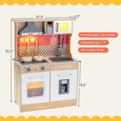Costway Wooden Kitchen Playset Multi-Functional Pretend Cooking Set W/ Lights & Sounds -Learning Toys Sales GUEST aa944461 1041 4e7a 962e 74284a136cd1