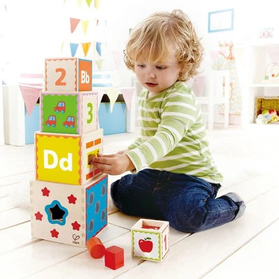 HAPE Pyramid Of Play Toddler Wooden Nesting Blocks 4 HAPE Pyramid Of Play Toddler Wooden Nesting Blocks - Image 2