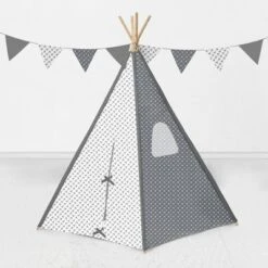 Bacati - Arrows Gray Play Tent For Kids/Toddlers, 100% Cotton Percale Fabric Cover -Learning Toys Sales GUEST ac638837 438c 45f8 bdda a91174f283ee