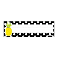 Schoolgirl Style Simply Stylish Tropical Pineapple Polka Dot Name Plates, 36 Per Pack, 6 Packs