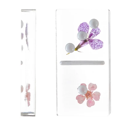 Acrylic Dominos Set - 28-Piece Domino Game With Display Box - Strategy Game, Tabletop Decoration And Modern Home Decor- Flower 10 Acrylic Dominos Set - 28-Piece Domino Game With Display Box - Strategy Game, Tabletop Decoration And Modern Home Decor- Flower - Image 8