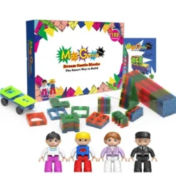 Mag Genius - 102 Pieces Magnetic Building Tiles With Magnetic Build-on Flatbed