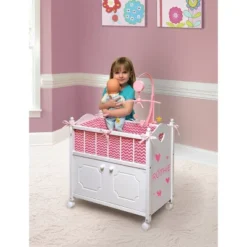 Badger Basket Cabinet Doll Crib With Chevron Bedding And Free Personalization Kit - White/Pink -Learning Toys Sales GUEST c1e4be35 0f2a 4c68 b06e 9ca334d3a55b
