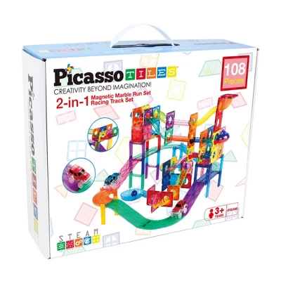 Picasso Tiles Magnetic Marble Run And Race Track 108pc Combination Set 6 Picasso Tiles Magnetic Marble Run And Race Track 108pc Combination Set - Image 4