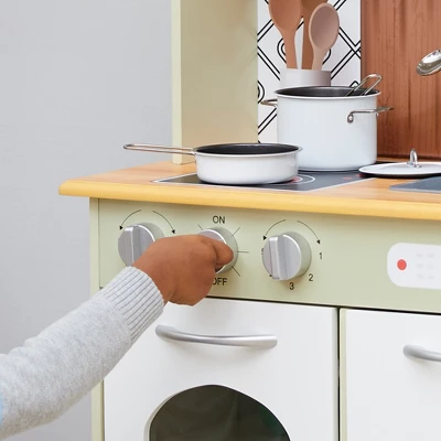 Teamson Kids Little Chef Boston Farmhouse Wooden Kitchen Playset, Green/White 12 Teamson Kids Little Chef Boston Farmhouse Wooden Kitchen Playset, Green/White - Image 10