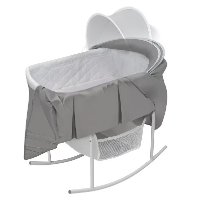 Badger Basket Cuddles Rocking Doll Bassinet - Gray/White 4 Badger Basket Cuddles Rocking Doll Bassinet - Gray/White - Image 2
