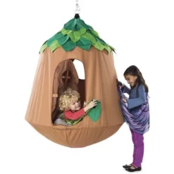 HearthSong Woodland HugglePod HangOut Indoor Or Outdoor Kid's Nylon Hanging Tent With LED Leaf Lights -Learning Toys Sales GUEST c52673da 0eb6 4a35 9502 6c1c4ac78d45