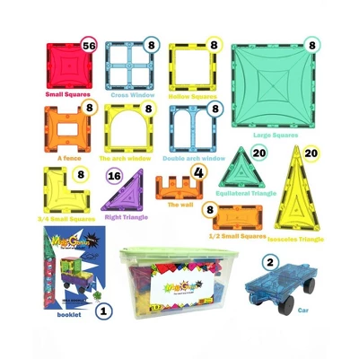 Mag Genius 182 Pieces Of Mathematically Shaped Magnetic Colorful And Transparent Building Tiles 3 Mag Genius 182 Pieces Of Mathematically Shaped Magnetic Colorful And Transparent Building Tiles