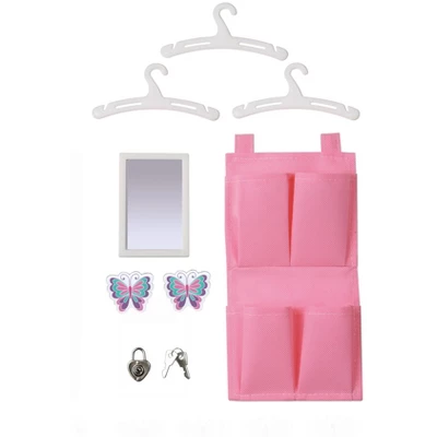 Badger Basket School Style Single Doll Locker Set With Bench, Rug And Accessories - Purple/Pink 7 Badger Basket School Style Single Doll Locker Set With Bench, Rug And Accessories - Purple/Pink - Image 5