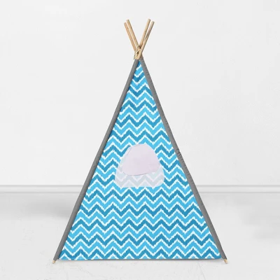 Bacati - Mix N Match Turquoise Gray Chevron Dots Play Tent For Kids/Toddlers, 100% Cotton Percale Fabric Cover 5 Bacati - Mix N Match Turquoise Gray Chevron Dots Play Tent For Kids/Toddlers, 100% Cotton Percale Fabric Cover - Image 3