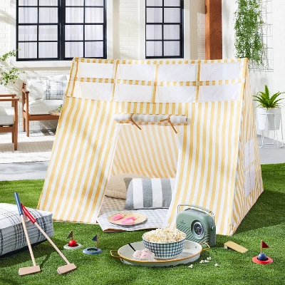 Kids' Stargazing Play Tent - Gold/Cream Stripes - Hearth & Hand™ With Magnolia 3 Kids' Stargazing Play Tent - Gold/Cream Stripes - Hearth & Hand™ With Magnolia