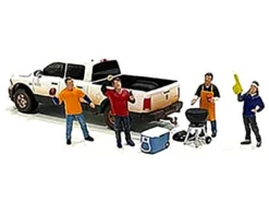 "Tailgate Party" Diecast Set Of 6 Pieces (4 Figurines And 2 Accessories) For 1/64 Scale Models By American Diorama