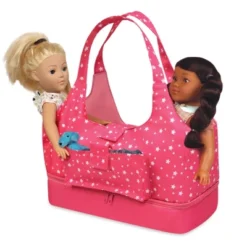 Badger Basket On-the-Go Doll Tote And Storage Bag - Pink Stars -Learning Toys Sales GUEST cbe5cf96 79a7 47fb 8056 1d75491549b0