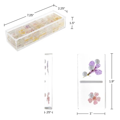 Acrylic Dominos Set - 28-Piece Domino Game With Display Box - Strategy Game, Tabletop Decoration And Modern Home Decor- Flower 3 Acrylic Dominos Set - 28-Piece Domino Game With Display Box - Strategy Game, Tabletop Decoration And Modern Home Decor- Flower