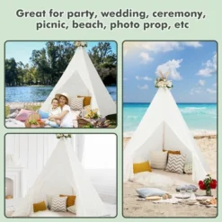 Costway 85'' Height 5 Sides Huge Lace Play Tent For Kids Adult Wedding W/ Light Strings -Learning Toys Sales GUEST d52228fd b14d 4737 b8a4 c4270316e8c9