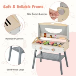 Costway Kids Barbecue Grill Playset, Wooden Kitchen Playset With Clip 4 BBQ Poles -Learning Toys Sales GUEST d642e115 0f3c 486e afd2 c9156ff23d6b