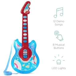 Best Choice Products 19in Kids Flash Guitar, Pretend Play Musical Instrument Toy For Toddlers W/ Mic, Stand - Blue -Learning Toys Sales GUEST d7af458d 0b21 4b75 be54 36d16ab82978