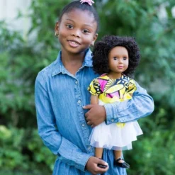 Ikuzi Dolls Pink & Yellow Dress Doll With Black Hair 18" Fashion Doll -Learning Toys Sales GUEST d8887a42 8182 4ba5 81f1 b1c70b22a368