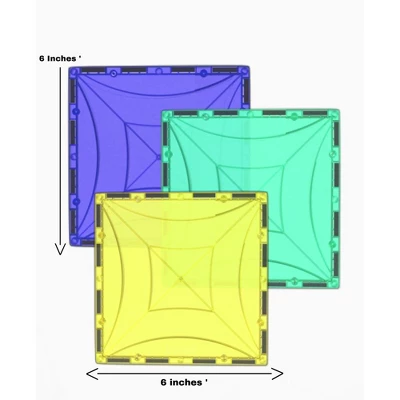 Mag Genius - 6 Inch Medium Sized Squares Stabilizing Building Tiles - 3 Pack 3 Mag Genius - 6 Inch Medium Sized Squares Stabilizing Building Tiles - 3 Pack