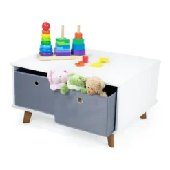 Morgan Mid-Century Kids' Activity Table With Fabric Storage Bins White/Gray - Humble Crew -Learning Toys Sales GUEST daf4b011 49d3 42e6 9c9d b0b0eb1d7bb3