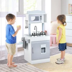 Costway Kids Kitchen PlaySet Pretend Wooden Play Kitchen With IceDispenser&Stovefor Toddler -Learning Toys Sales GUEST de67e130 9d53 4afa ac81 2e3cd9383c55