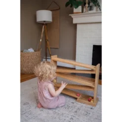 Remley Kids Wooden Ball Roller Racetrack - Balls Included, Harvest Finish